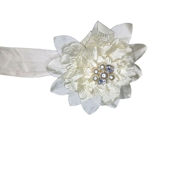 Vintage Y2K Strapless Mini Cocktail Dress Flower Bow Womens Size 5 Black Satin - Picture 4 of 6